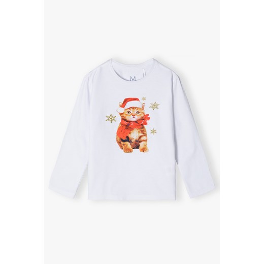 Bluzka dla dziewczynki ze świątecznym nadrukiem ze sklepu 5.10.15 w kategorii Bluzki dziewczęce - zdjęcie 169701542