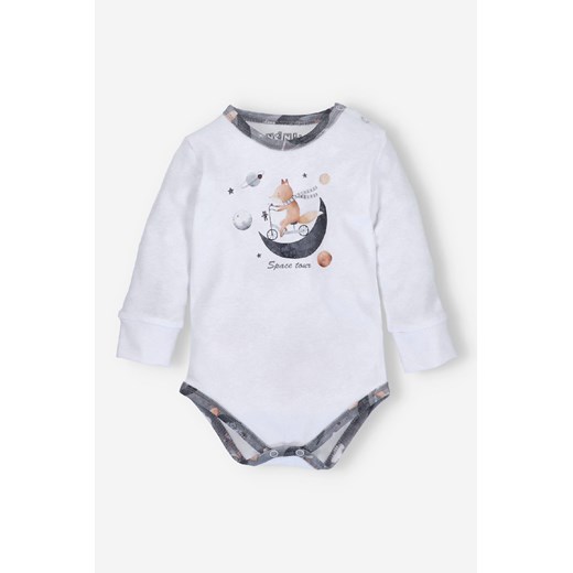 Body niemowlęce SPACE TOUR z bawełny organicznej dla chłopca - białe ze sklepu 5.10.15 w kategorii Body niemowlęce - zdjęcie 169701622