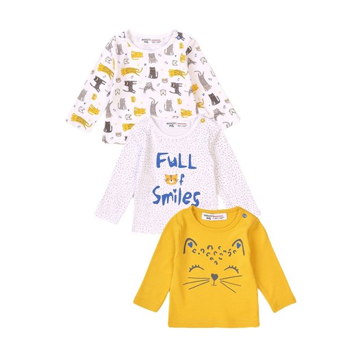 Bluzki niemowlęce bawełniane w kotki 3-pak ze sklepu 5.10.15 w kategorii Kaftaniki i bluzki - zdjęcie 169701684