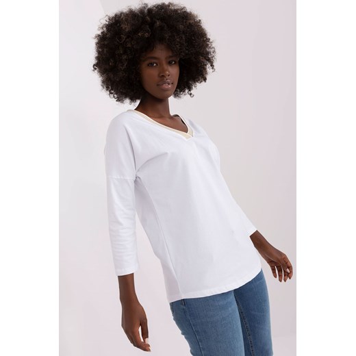 Biała bluzka oversize z dekoltem V RUE PARIS L/XL 5.10.15