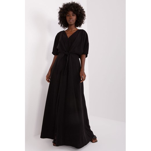 Czarna długa sukienka damska z wiązaniem ZULUNA ze sklepu 5.10.15 w kategorii Sukienki - zdjęcie 169701923