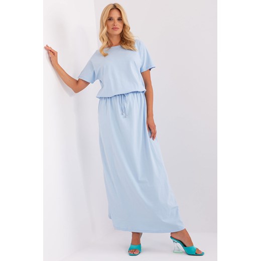 Jasnoniebieska maxi sukienka basic ze ściągaczem ze sklepu 5.10.15 w kategorii Sukienki - zdjęcie 169701934