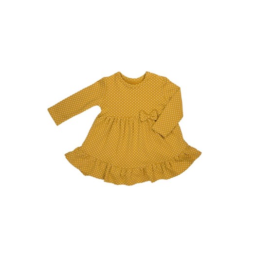 Sukienka dziewczęca w musztardowym kolorze z falbanką i kokardką ze sklepu 5.10.15 w kategorii Sukienki niemowlęce - zdjęcie 169702100