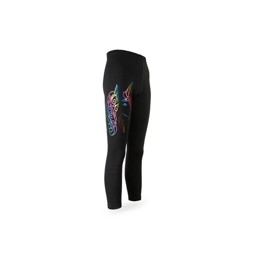 Dziewczęce legginsy czarne z kolorowym nadrukiem jednorożca ze sklepu 5.10.15 w kategorii Spodnie dziewczęce - zdjęcie 169702124
