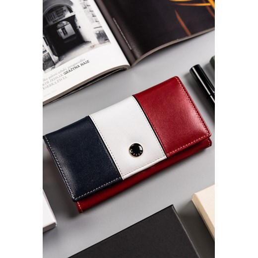 Peterson wielokolorowy, skórzany portfel damski na zatrzask- czerwień ze sklepu 5.10.15 w kategorii Portfele damskie - zdjęcie 169702132