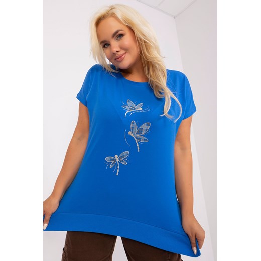 Ciemnoniebieska bluzka plus size z aplikacją ze sklepu 5.10.15 w kategorii Bluzki damskie - zdjęcie 169702213