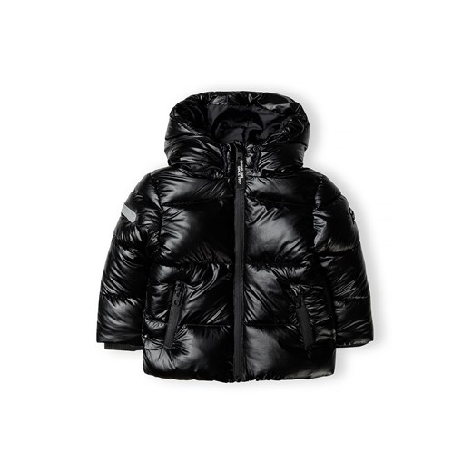 Ocieplana kurtka metaliczna pikowana dla chłopca z kapturem- czarna ze sklepu 5.10.15 w kategorii Kurtki chłopięce - zdjęcie 169702973