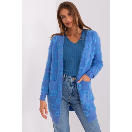 Niebieski miękki kardigan we wzory ze sklepu 5.10.15 w kategorii Swetry damskie - zdjęcie 169703032