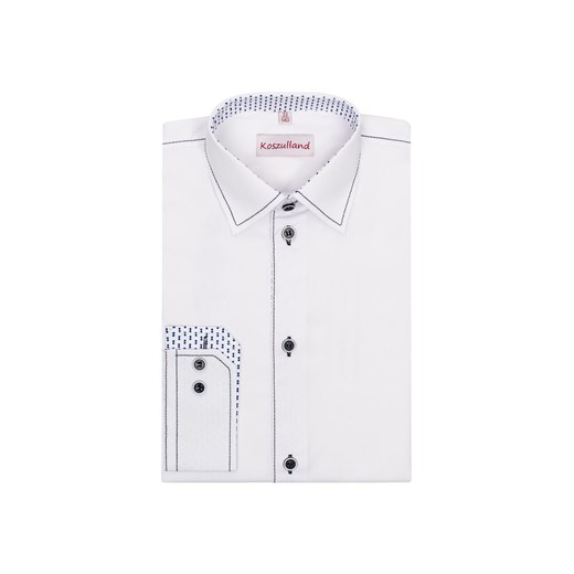 Koszula biała z granatowymi przeszyciami- długi rękaw ze sklepu 5.10.15 w kategorii Koszule chłopięce - zdjęcie 169703130