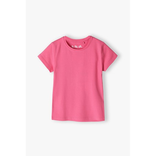 T-shirt dziewczęcy basic różowy ze sklepu 5.10.15 w kategorii Bluzki dziewczęce - zdjęcie 169703133