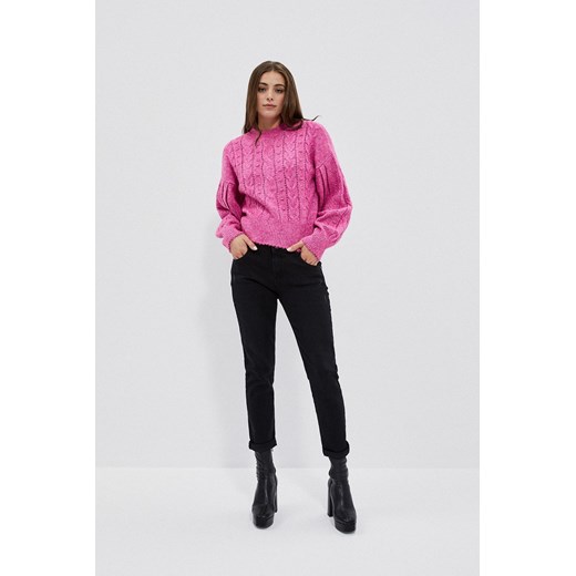 Różowy sweter damski w warkoczowy splot XL okazyjna cena 5.10.15