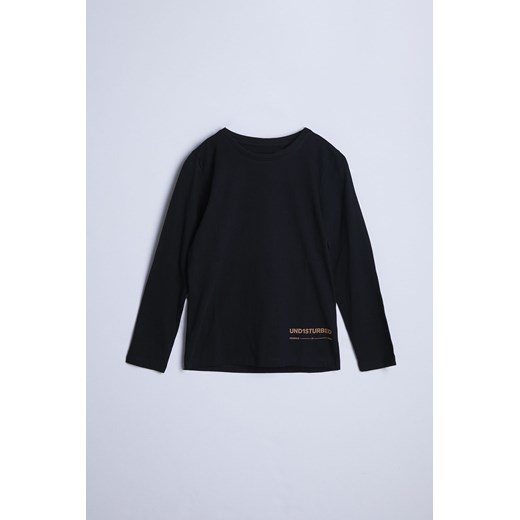 Czarna bluzka z długim rękawem i kontrastowymi napisami - unisex - Limited Edition ze sklepu 5.10.15 w kategorii T-shirty chłopięce - zdjęcie 169703233