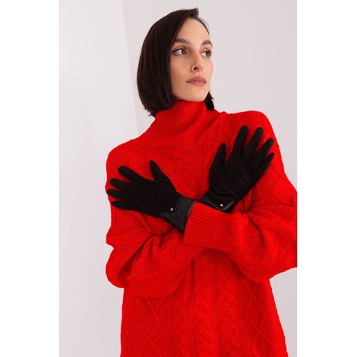 Czarne rękawiczki damskie z funkcją dotykową Wool Fashion Italia S/M promocja 5.10.15