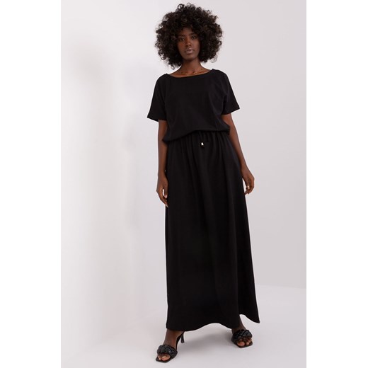 Czarna sukienka maxi basic na co dzień z krótkim rękawem ze sklepu 5.10.15 w kategorii Sukienki - zdjęcie 169703384