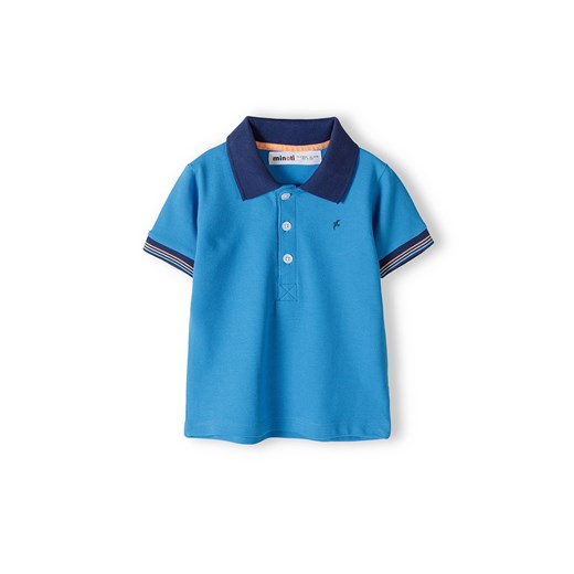 Komplet dla niemowlaka- niebieska bluzka polo + granatowe szorty Minoti 80/86 5.10.15