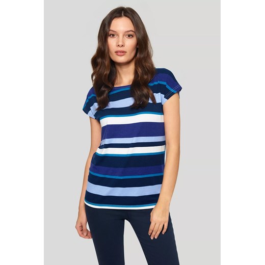 T-shirt damski w grube paski - niebieski ze sklepu 5.10.15 w kategorii Bluzki damskie - zdjęcie 169704231