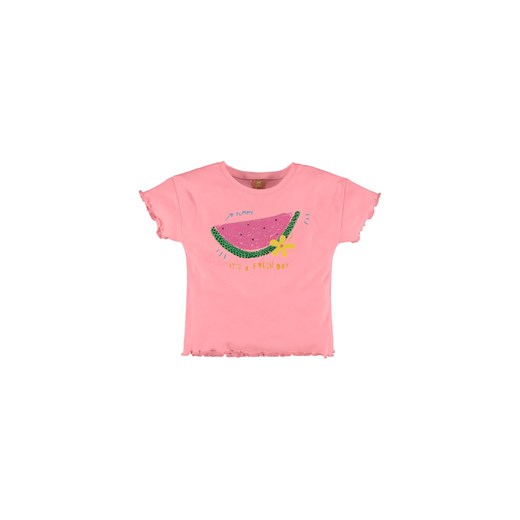 Różowy t-shirt dziewczęcy z nadrukiem ze sklepu 5.10.15 w kategorii Bluzki dziewczęce - zdjęcie 169704350