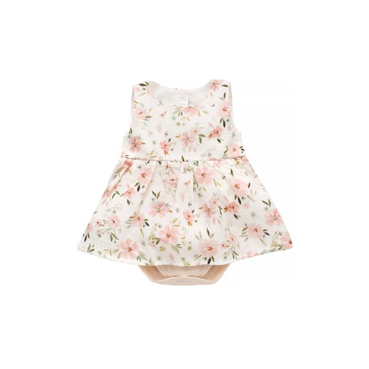 Sukienko-body na ramiączkach Summer garden ecru ze sklepu 5.10.15 w kategorii Body niemowlęce - zdjęcie 169704421