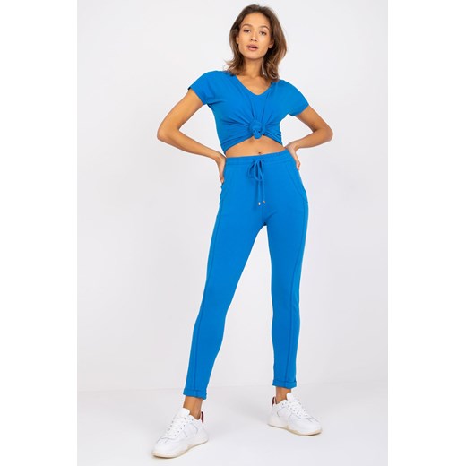 Niebieskie dresowe spodnie z kieszeniami Approachable ze sklepu 5.10.15 w kategorii Spodnie damskie - zdjęcie 169704463
