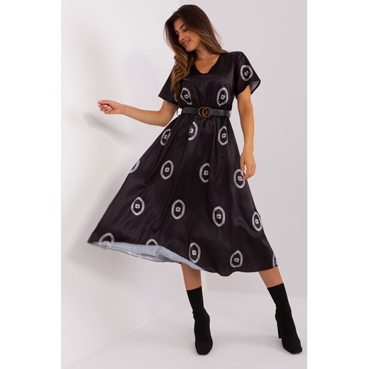 Czarna rozkloszowana sukienka damska koktajlowa Italy Moda one size 5.10.15