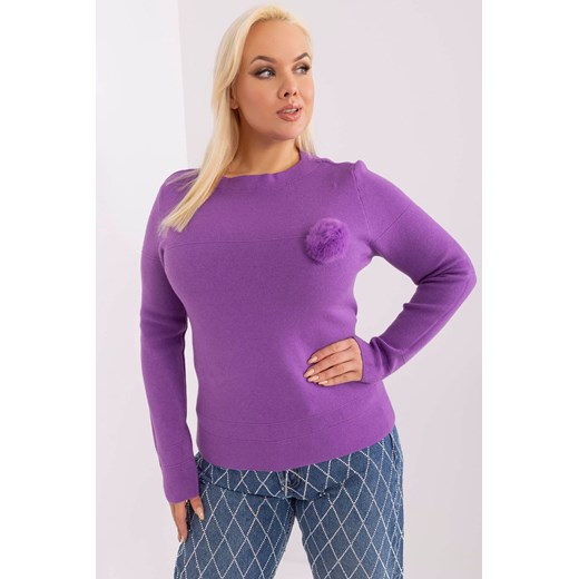 Casualowy sweter plus size z dzianiny fioletowy ze sklepu 5.10.15 w kategorii Swetry damskie - zdjęcie 169704852