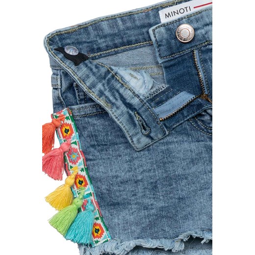Jeansowe szorty ozdobione kolorową aplikacją dla dziewczynki Minoti 98/104 wyprzedaż 5.10.15