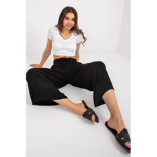 Czarne damskie spodnie z wiązaniem SUBLEVEL ze sklepu 5.10.15 w kategorii Spodnie damskie - zdjęcie 169705121