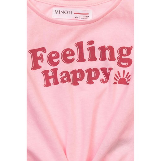 Różowy t-shirt dzianinowy dla niemowlaka- Feeling Happy Minoti 92/98 5.10.15