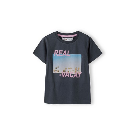 Granatowa koszulka z nadrukiem chłopięca z bawełny ze sklepu 5.10.15 w kategorii T-shirty chłopięce - zdjęcie 169705310