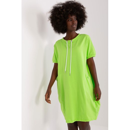 Jasnozielona sukienka basic z krótkim rękawem ze sklepu 5.10.15 w kategorii Sukienki - zdjęcie 169705351