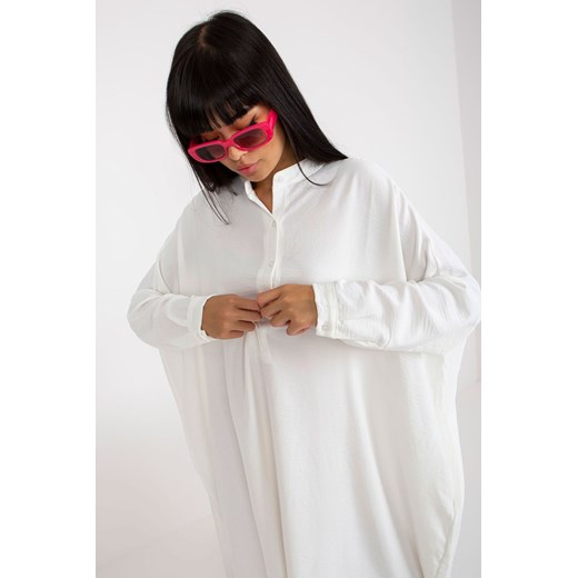 Biała koszulowa sukienka damska oversize z kieszeniami Italy Moda one size 5.10.15