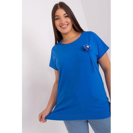 Ciemnoniebieska damska bluzka plus size z krótkim rękawem ze sklepu 5.10.15 w kategorii Bluzki damskie - zdjęcie 169705700
