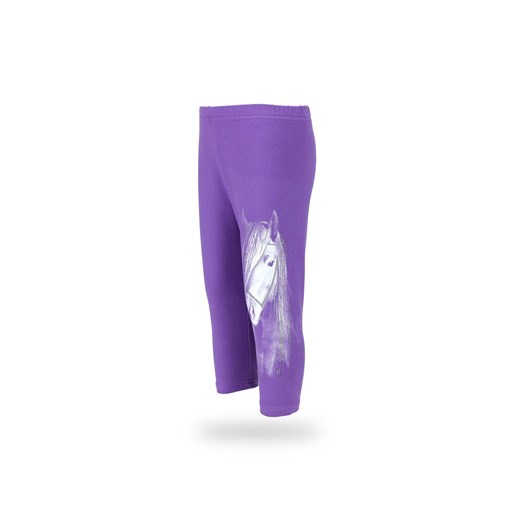 Dziewczęce legginsy 3/4 fioletowe z aplikacją z koniem ze sklepu 5.10.15 w kategorii Spodnie dziewczęce - zdjęcie 169706011