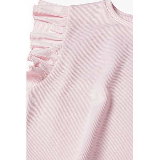 Dziewczęca bluzka z krótkim rękawem i falbanką- różowa Minoti 110/116 5.10.15