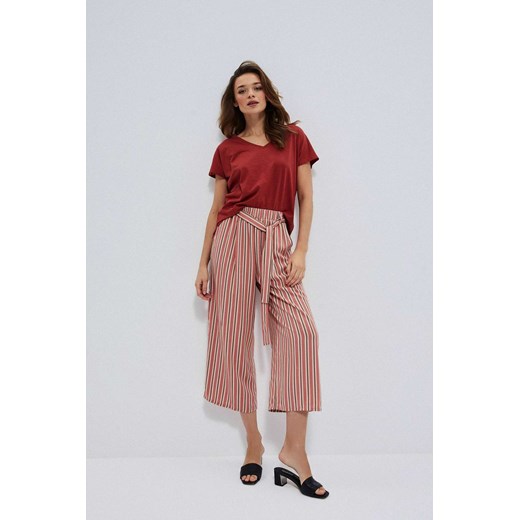 Szerokie spodnie damskie z wiskozy różowe ze sklepu 5.10.15 w kategorii Spodnie damskie - zdjęcie 169706023