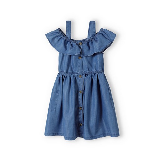 Niebieska sukienka dziewczęca lyocell z falbanką ze sklepu 5.10.15 w kategorii Sukienki dziewczęce - zdjęcie 169706081