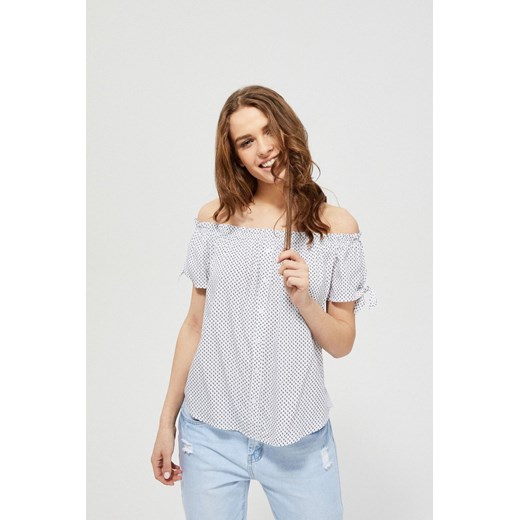 Bluzka damska typu hiszpanka z wzorem biała ze sklepu 5.10.15 w kategorii Bluzki damskie - zdjęcie 169706102