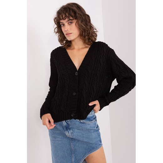 Czarny rozpinany sweter z wełną ze sklepu 5.10.15 w kategorii Swetry damskie - zdjęcie 169706123