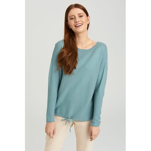 Sweter damski z wiązaniem niebieski ze sklepu 5.10.15 w kategorii Swetry damskie - zdjęcie 169706490