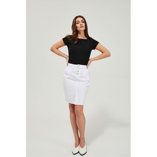 Spódnica damska prosta z wysokim stanem - biała ze sklepu 5.10.15 w kategorii Spódnice - zdjęcie 169706614