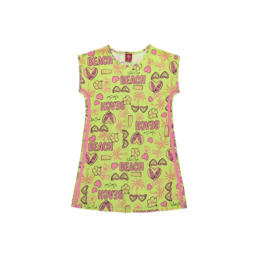 Limonkowa bawełniana sukienka dziewczęca z krótkim rękawkiem ze sklepu 5.10.15 w kategorii Sukienki dziewczęce - zdjęcie 169706670