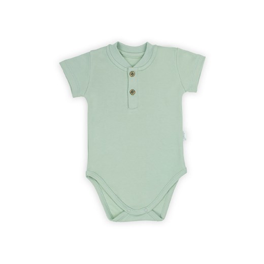 Bawełniane body niemowlęce polo z krókim rękawem - oliwkowe ze sklepu 5.10.15 w kategorii Body niemowlęce - zdjęcie 169706870