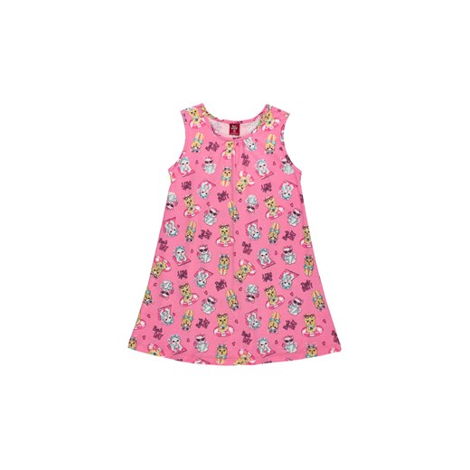 Różowa bawełniana sukienka dziewczęca z nadrukiem ze sklepu 5.10.15 w kategorii Sukienki dziewczęce - zdjęcie 169707160