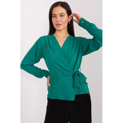 Kopertowa bluzka wizytowa z wiązaniem ciemny zielony ze sklepu 5.10.15 w kategorii Bluzki damskie - zdjęcie 169707321