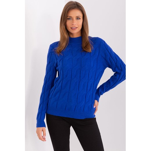 Damski sweter z warkoczami kobaltowy ze sklepu 5.10.15 w kategorii Swetry damskie - zdjęcie 169707322