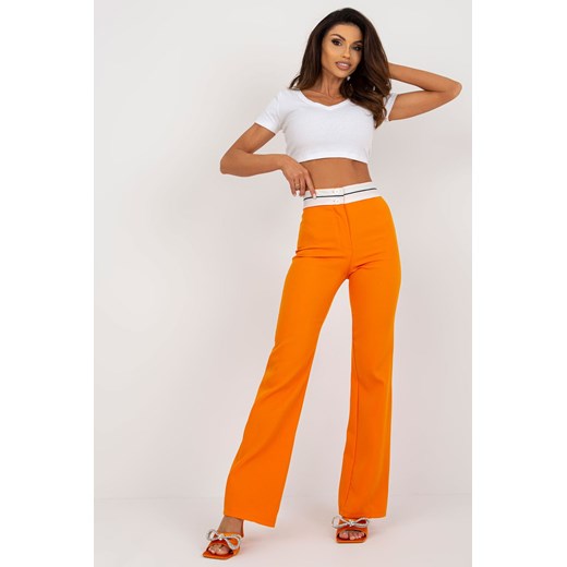 Pomarańczowe eleganckie spodnie dzwony ze sklepu 5.10.15 w kategorii Spodnie damskie - zdjęcie 169707344