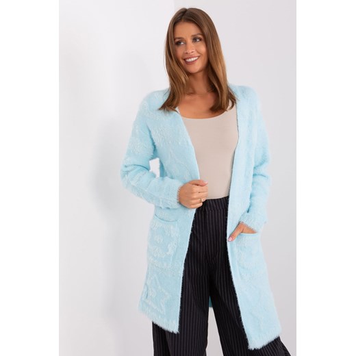 Długi kardigan z kieszeniami jasny niebieski ze sklepu 5.10.15 w kategorii Swetry damskie - zdjęcie 169707494