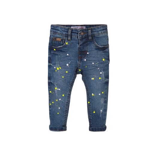 Spodnie jeansy niemowlęce z kolorowym nadrukiem farby Minoti 80/86 wyprzedaż 5.10.15