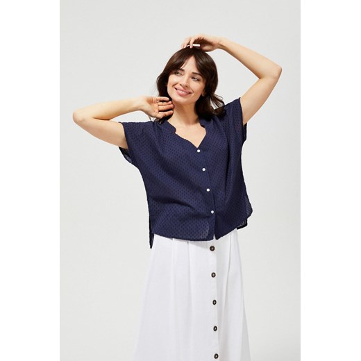 Koszula damska bawełniana z krótkim rękawem granatowa ze sklepu 5.10.15 w kategorii Koszule damskie - zdjęcie 169707914