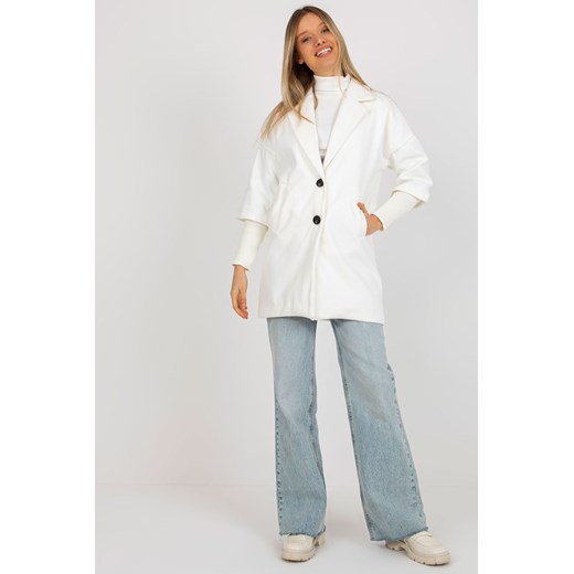 Ecru damski płaszcz z kieszeniami OCH BELLA ze sklepu 5.10.15 w kategorii Płaszcze damskie - zdjęcie 169708034